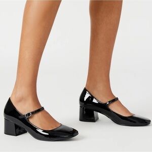 Steve Madden Hawke Patent Slip On Mary Jane Shoes Black Preppy Goth Sz 8